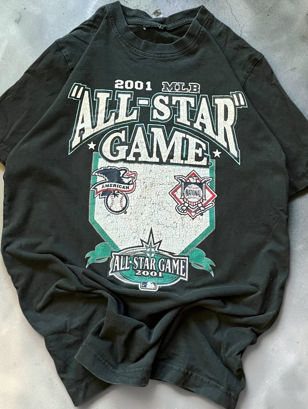 Vintage 2001 MLB All-Star Game Graphic Baseball T-Shirt Small.Medium Sportswear